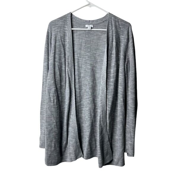 J Jill Gray Linen Blend Open Front Cardigan Sweater - Picture 1 of 6